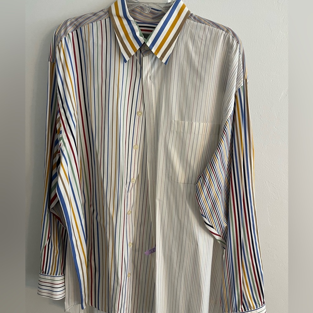 Men’s Hickey Freeman XL Multi Color Striped Button Down Shirt.